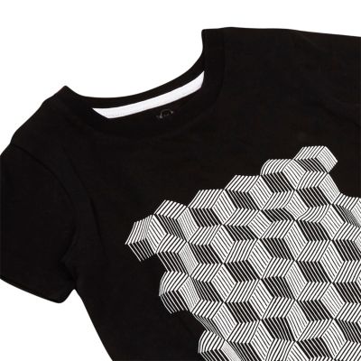 Mini boys black geometric print t-shirt
